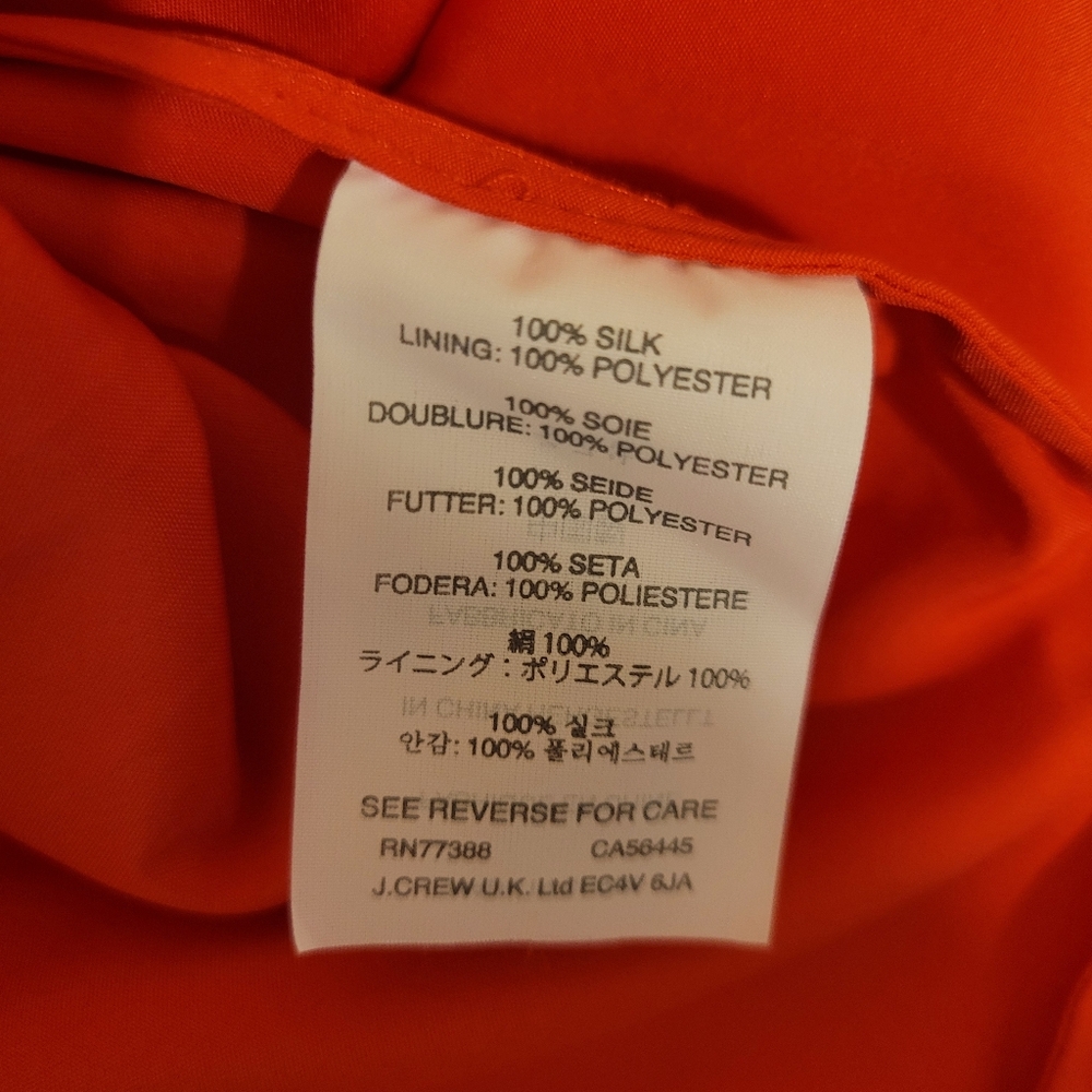 J. Crew Silk Chiffon Coral Dress Size 2 - Picture 7 of 7